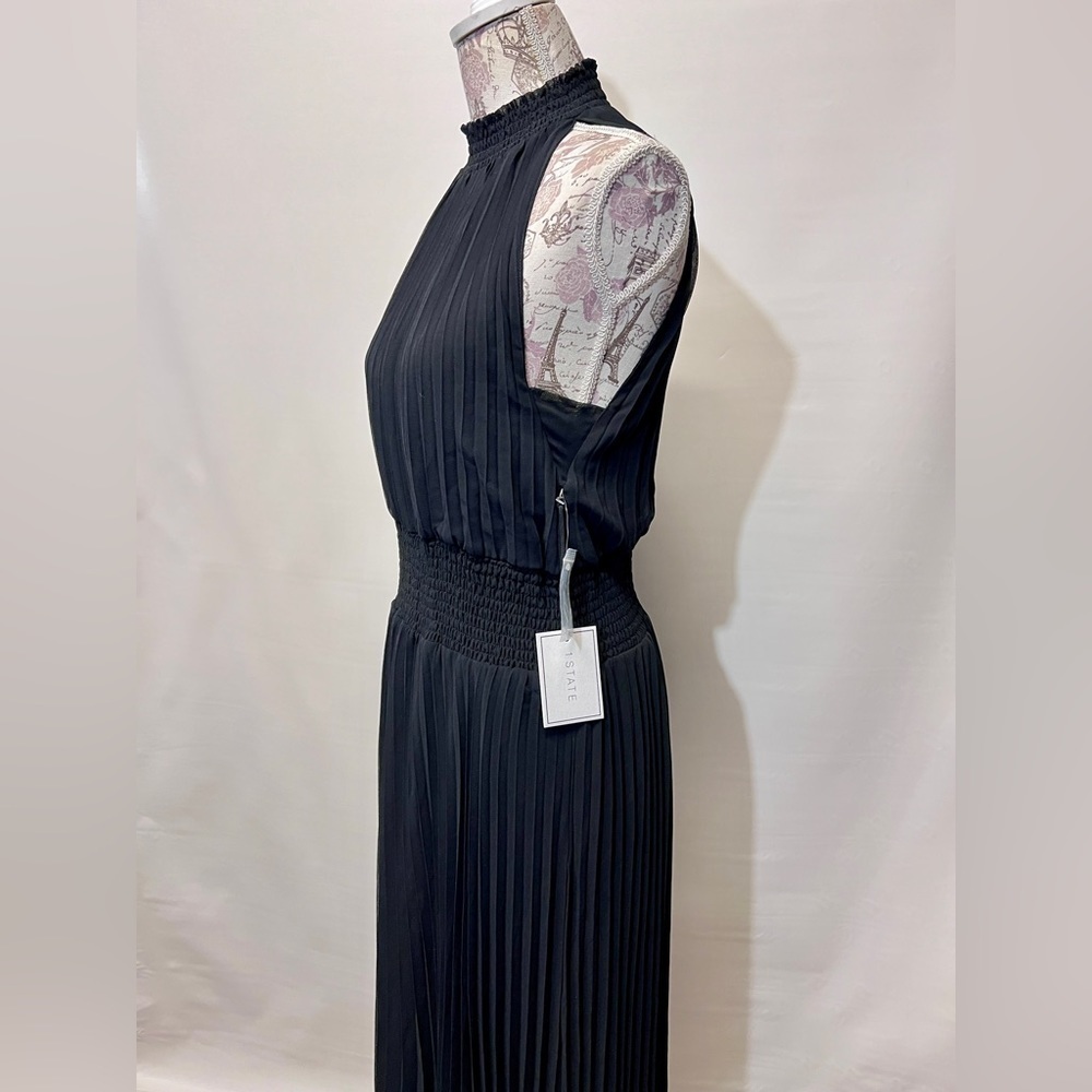 1 STATE‎ Black halter neck pleated skirt midi dress size S. - Picture 9 of 16